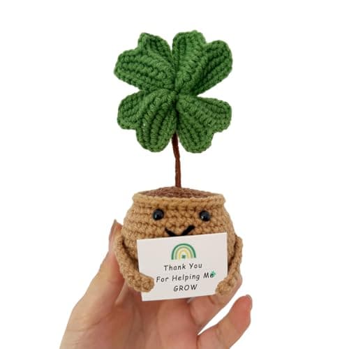 Eirunyx Handmade Positive Doll Crochet with Card,Thank You for Helping Me Grow,Thank You Gift for Coworkers, Friends, Teachers, Sister,Women & Men, St. Patrick's Day — image 1