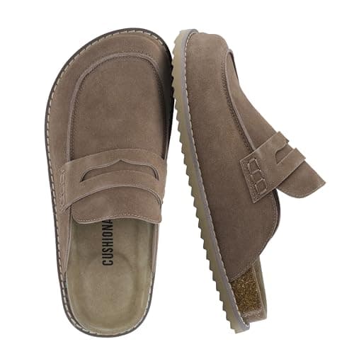 CUSHIONAIRE Zola Women’s Penny Clog Mule – Suede Slip-On with Memory Foam, Cork Footbed & Flexible Outsole, Taupe 8
