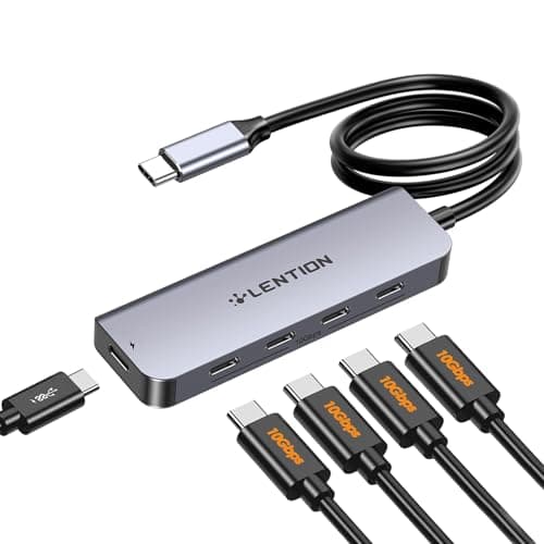 LENTION 4-Port USB C Hub with Long Cable 2FT, USB C Hub Multiport Adapter 4 x Type C 3.2 10Gbps, 100W PD Charging USBC Splitter, Compatible with 2025-2018 MacBook Pro/Air, 2026 MacBook Neo and More — image 1