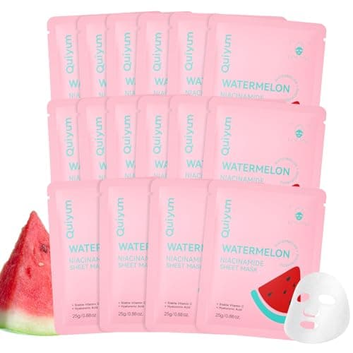 QUIYUM 14 Pack Watermelon Niacinamide Sheet Mask - Hydrating Facial Masks for All Skin Types, Skincare Set, Spa Gift for Women & Teens — image 1