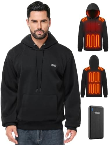 Heated Hoodie for Men with 10000mAh Battery, Heated Sweatshirt Pullover | Smart Electric Hoodie, 7 Heating Zones, 3 Heat Levels, Dual Control, Upgraded Ear Heating, Adjustable Hood, Outdoor Work — image 1