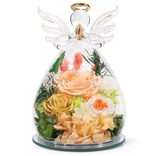 Gifts for Mom Mothers Day Birthday Gifts for Women Preserved Rose Forever Flower in Glass Angel Figurines Fresh Flowers for Delivery Anniversary Real Colorful Roses for Grandma Her Wife from Daughter — image 1