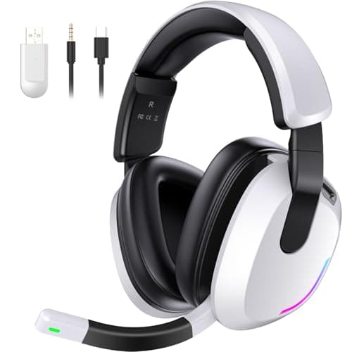 YPBDAN Wireless Gaming Headset for PS5 PS4 PC Switch Mac - RGB Over-Ear Headphones with Noise Cancelling Mic, 60H Playtime, 7.1 Surround Sound, Bluetooth 5.4 & Memory Foam Ear Cushions