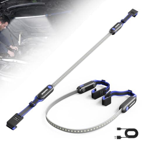 WORKPRO Rechargeable Underhood Work Light, 25" Foldable Magnetic Light Bar | Adjustable Hanging Straps, Hands-Free Repairing LED Light, Wide Area Coverage, Garage & Emergency Use — image 1