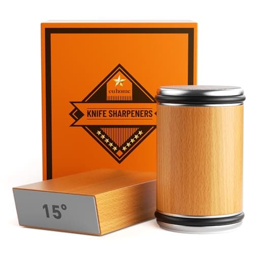 EUHOME Rolling Knife Sharpener Magnetic 15 20 Degree Angle Guide - 2-Stage Diamond Ceramic Sharpening Kit with N52 Magnets Heavy Duty Wood Base, Sharpener Tool for Kitchen Knives, Gift for Men Dad — image 1