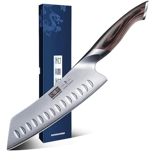 HOSHANHO 7 Inch Japanese Chef Knife, Ultra Sharp Kitchen Santoku Knives | Professional Japanese High Carbon Stainless Steel Kitchen Knife, Cooking Knife with Ergonomic Pakkawood Handle, Gifts — image 1