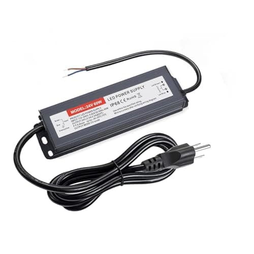 UPWATT LED Driver 60W Waterproof IP68 Power Supply Transformer Adapter 110V-250V AC to 24V DC Low Voltage Output for LED Light, Computer Project, Outdoor Light and Any 24V DC led Lights, 60W24V-N — image 1