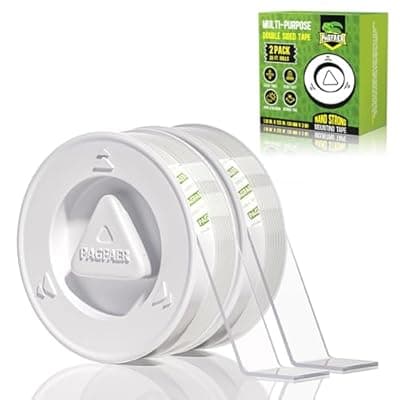 PAGFAER Double Sided Tape Heavy Duty, 2PCS Double Sided Mounting Nano Tape 10FT, Clear & Tough Two Sided Adhesive Tape, Removable Picture Hanging Strips for Wall, Poster, Carpet, Home Office Outdoor