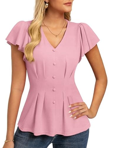 GRACE KARIN Summer Blouses for Women Dressy Casual, 2026 Ruffle Sleeve Peplum Tops, Business Work Shirt Fashion Clothing β image 1