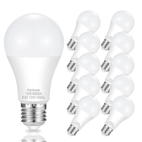 Hanbaak E26 LED Bulb, 100W Equivalent Light Bulb, 12W Medium Base Bulb, Non-Dimmable, Daylight White 6500K, 1200lumen, 10Packs — image 1
