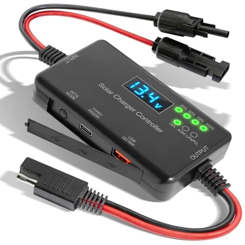 VUICCI 20A Solar Charge Controller 12V, 30V Max VOC | 22W Type-C & 18W USB Fast Charging | LCD Display, Multi Protection | Compatible with LiFePO4, AGM, Gel | for RV, Solar Shed Off Grid System — image 1