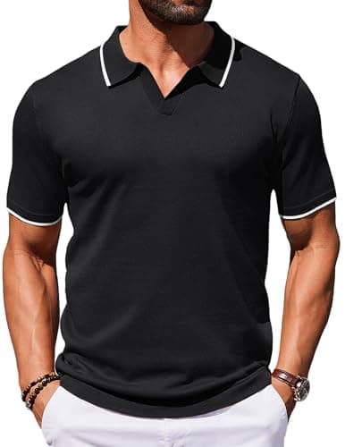 COOFANDY Mens Polo Shirts Short Sleeve Casual Knit Polo Shirt Vintage Golf T Shirts Old Money Tops — image 1