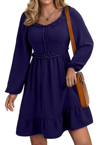 Dokotoo Womens Dresses 2026 Long Sleeve Empire Waist Ruffle Smocked Casual Mini Dress — image 1