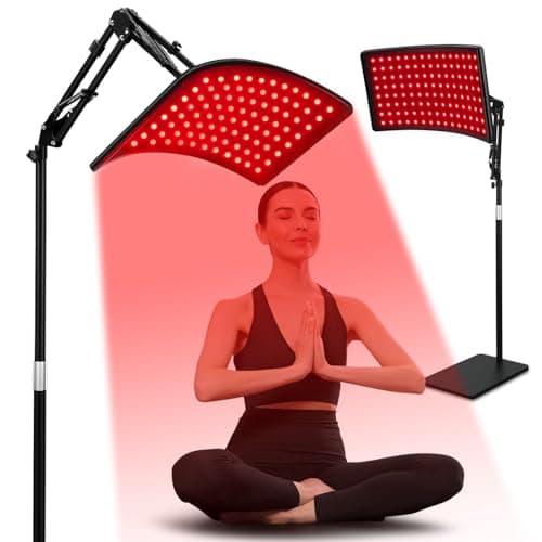 Red Light Therapy Lamp for Body, Infrared Light Therapy Lamps with Stand 660nm Red Light &850nm Near Infrared Light Therapy Lamp Device for Body at Home with Eyes Protection Goggles(Brown Black)