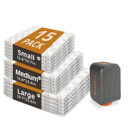 Dolmriek Travel Vacuum Storage Bags with USB Electric Pump, 15 Pack Compression Seal Bags for Luggage and Suitcase, Space Saver for Clothes and Clothing