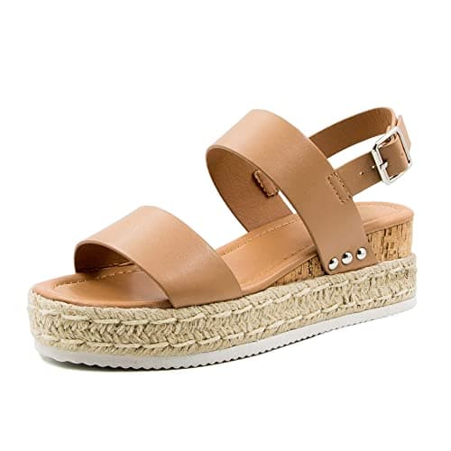 Athlefit Women's Espadrilles Sandals Ankle Strap Buckle Wedge Sandal Open Toe Studded Platform Sandals — image 1