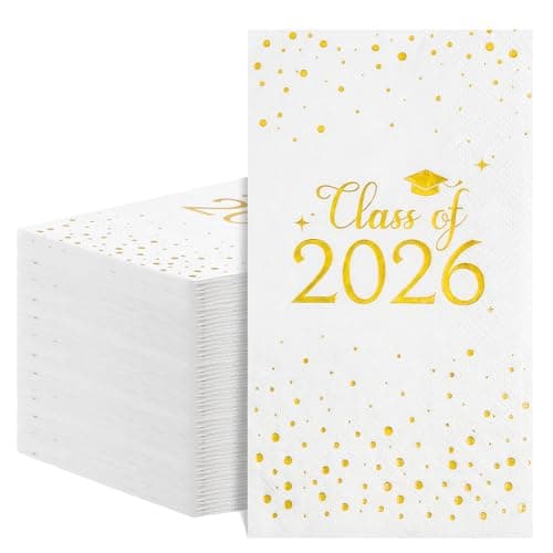 NatNarr 60 Pcs 2026 Graduation Napkins, Class of 2026 Disposable Hand Towels for Bathroom Gold Foil Dots Dinner Guest Napkins for High School College Graduation Party Decoration Congrats Celebration — image 1