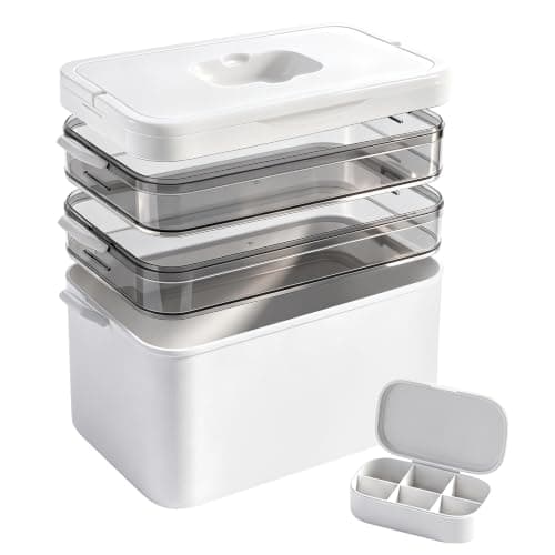 CFQNI 3-Tier Medicine Organizer Storage Box with Handle, Portable First Aid Kit Organizer for Home, Large Emergency Medical Case & Pill Bottle Holder, Multipurpose Cabinet Bin for Family Care — image 1