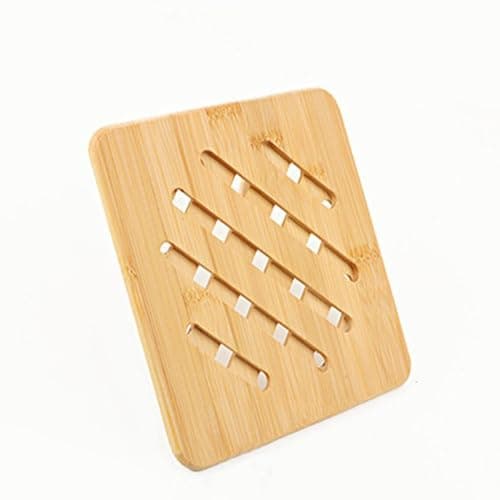REVGOZU Natural Bamboo Ceramic Pot Tray heat bowls insulation pad, Durable Anti-Hot insulation pad for Hot Dishes, Bowl, Teapot, Hot Pot Holders Tray Soup Bowl Tray table mat(Square, 7.08x7.08*0.39) — image 1