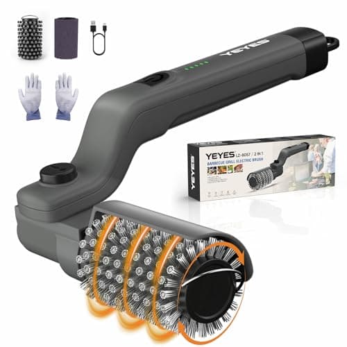 YEYES Electric Grill Brush for Outdoor Grill - Cordless Rechargeable BBQ Cleaner with 7-Angle Adjustable Head, 2600mAh Power Rotary Grill Cleaning Brush for Gas Charcoal Grates (Gray) — image 1