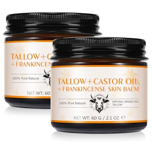 Tiuedu 2Pack Tallow, Castor Oil and Frankincense Oil Skin Balm, 100% Grass-Fed Tallow for Face & Body Moisturizer, Deep Moisturizing Cream, Moisturizer for Dry, Cracked Skin, All Skin Types — image 1