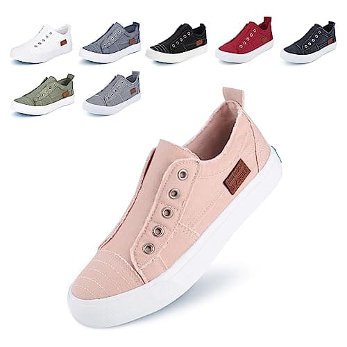 JENN ARDOR Womens Slip On Fashion Sneakers No Laces Comfortable Casual Low Canvas Sneakers Flats Walking Shoes — image 1