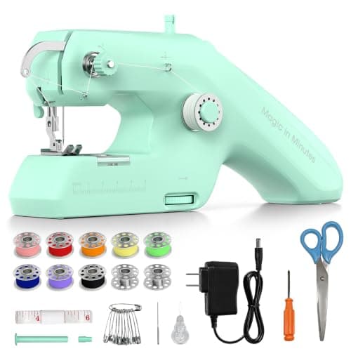 Vaspow Double Thread Handheld Sewing Machine for Beginners with Lockstitch | Portable Mini Size Design, Suitable for Beginners Battery & DC Powered, Quick Mending for Clothes, Denim, Hem & DIY Crafting — image 1