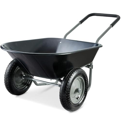 Best Choice Products Dual-Wheel Home Utility Yard Wheelbarrow Garden Cart w/Built-in Stand for Lawn, Gardening, Construction - Black — image 1