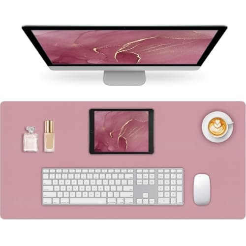 Meetcolor Non-Slip Desk Pad Mat, Leather Desk Mat for Desktop, Large Mouse Pad, Waterproof Computer Mouse Mat Desktop Protector for Office/Home (Purple Pink, 35.4" x 17") — image 1
