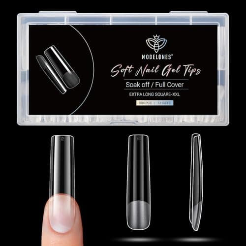 Modelones Long Square XXL Fake Nail Tips - 504Pcs Gel Tips Pre-shaped Half Matte Full Cover Clear Acrylic Gel Kit False Press on Nails for Extension DIY Salon 12Sizes — image 1