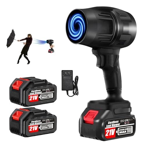 Handheld Electric Cordless Leaf Blower, 450,000RPM High-Speed Motor Jet Fan Air Blower with 2 Battery Operated & Charger, Lightweight Leaf Blower for Patio Cleaning, Lawn Care, Blowing Leaves and Dust — image 1