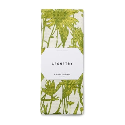 GEOMETRY Tea Towels – Spring & Summer Collection – Quick-Dry, Ultra-Absorbent, Reusable Microfiber Kitchen Towels for Drying & Cleaning - Golden Botanica - 1 Pack — image 1
