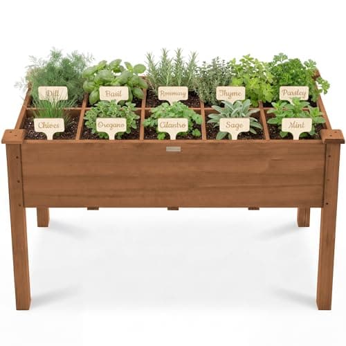 Best Choice Products Raised Herb Garden Bed Planter Box - Elevated Wooden Planter with 10 Grid Growing Compartments, Drainage Holes, Vegetable Flower Garden Box for Patio Balcony Backyard - Acorn — image 1