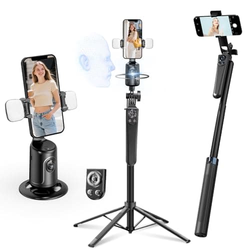 Auto Face Tracking Selfie Stick Tripod with Detachable Smart Tracking Gimbal, No App for Shooting, Cell Phone Photo and Video Kits Tripod Stand, 70.9" Camera Tripod with Remote and Gesture Control — image 1