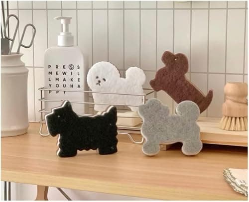 Three-Layer Kitchen Cleaning Sponges Multi-Use Dish Scrub Non Scratch Dog Shape Sponges for Kitchen Dishes Pots Bathroom(4pack) — image 1