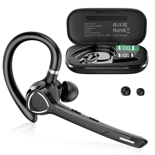 Bluetooth Headset, Single-Ear ENC Mic, Mute Button, 90H Hands-Free Earpiece | APTX HD Audio, Dual Device Connectivity, Lightweight All-Day Comfort, Noise Cancelling Mic, Ideal for Truckers & Office — image 1