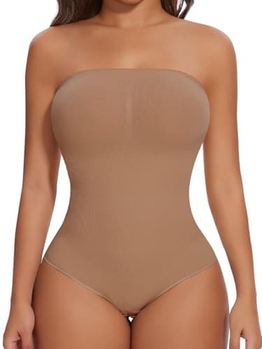 SHAPERIN Strapless Bodysuit with Bras Tummy Control Shapewear Shaper Tube Tops Body Suit One Piece Leotard — image 1