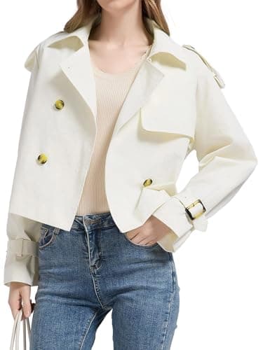 Orolay CHIIONE Cropped Trench Jackets Women's Lightweight Spring Jacket Double Breasted Short Trench Coat Trendy Outfit — image 1