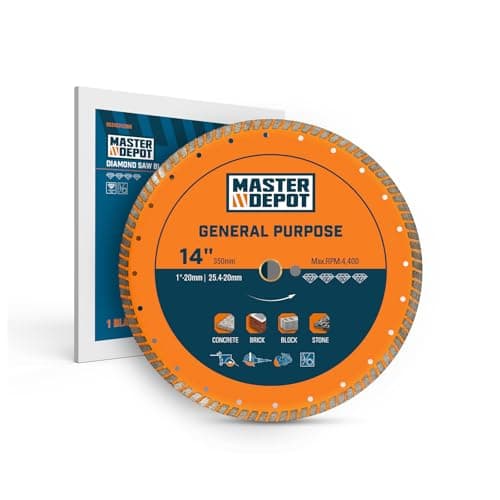 14 Inch Diamond Cutting Blade, Turbo Rim for Angle Grinder Circular Saw Cutter Wheel Dry Wet for Masonry/Concrete/Brick/Stone, 1"-20mm Arbor — image 1