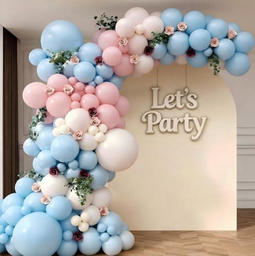 Pink and Blue Balloon Garland Arch Kit 143Pcs Pink White Blue Latex Balloons for Boys Girls Gender Reveal Birthday Party Decoration — image 1