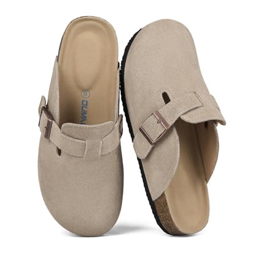 Dumalum Women's Suede Clog Leather Mules Arch Support Potato Shoes with Comfort Cork Footbed - Clogs for Women Men Unisex Antislip Slippers Sandals — image 1