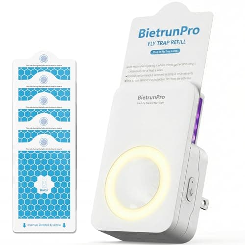 Flying Insect Traps+5 Refill Cartridges, 2026 2nd Gen, UV/Blue/Yellow Light Plug in Fly Trap & Indoor Bug Catcher for Gnats, No-Mess Bug Zapper, House & Fruit Flies, 7 * 24hrs Pest Control