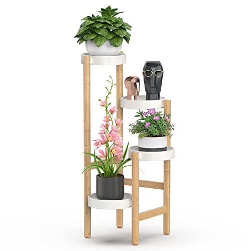 Wisuce Bamboo Plant Stands Indoor, 4 Tier Tall Corner Plant Stand Holder & Plant Display Rack for Outdoor Garden Indoor Home (4 Tier -2) — image 1