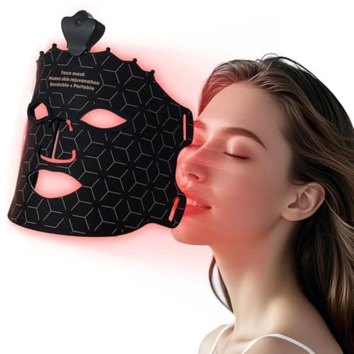 SUERBEATY Red Light Mask, 7 Colors Red Light Mask for Face, Cordless, Soft Flexible, Portable & Lightweight for Home & Travel, Rechargeable Facial Masks for Women & Men (Black) — image 1