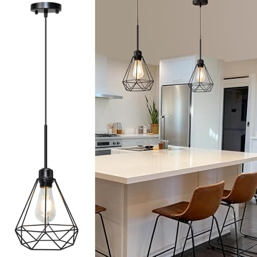 Maliralt Pendant Light Hanging Lights Fixture - Adjustable Hanging Lamps with Black Metal Diamond Shade for Kitchen Island, Dining Room Over Table, Breakfast Corner, Farmhouse Home Decor - 1 Pack — image 1