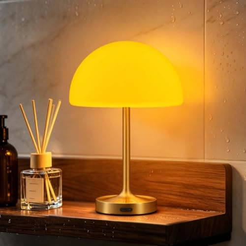 Shower Lamp Rechargeable Waterproof Lamp, Cordless Table Lamp for Bathroom | Battery Powered IP54 Shower Lamp for Inside Shower 3 Color Modes, Stepless Dimming and Memory (Gold) — image 1
