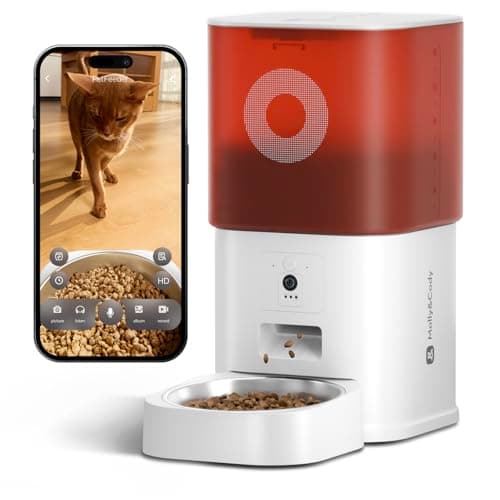 Automatic Cat Feeder with Camera: 6L Automatic Dog Feeder with 2-Way Audio Night Vision Dual Power Supply App Control 2.4G WiFi, Timed Auto Cat Food Dispenser with Stainless Steel Bowl (White)