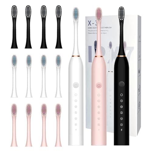 MSETGRD 3 Pack Electric Toothbrush for Adults,6 Mode Rechargeable Electric Toothbrushes with 12 Replacement Brush Head, Fast Charge 2 Min and 30s Timer for Travel Business — image 1