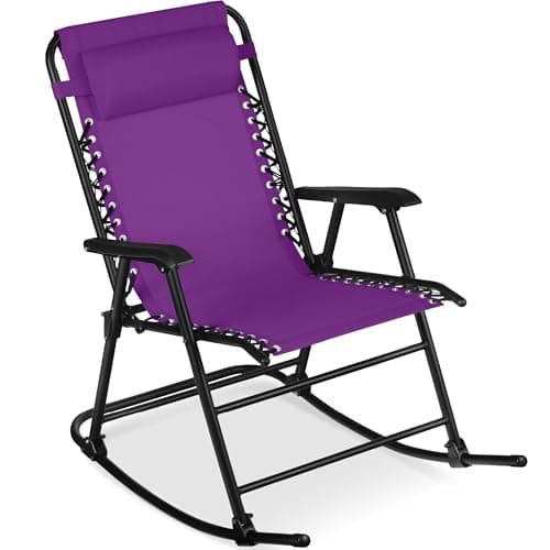 Best Choice Products Outdoor Zero Gravity Rocking Chair, Folding Reclining Patio Lounge Chair with Adjustable Pillow for Lawn, Beach, Camping - Amethyst Purple — image 1