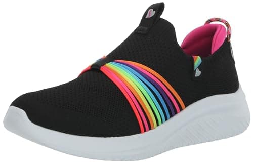 Skechers Kids Girls Ultra Flex 3.0 Sneaker, Black/Multi, 3 Little Kid